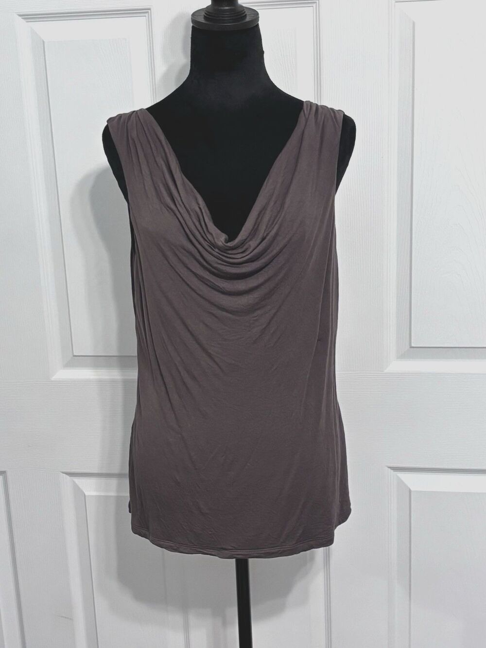 Classiques Entier Brown Cowl Neck Women's Viscose Blouse Sleeveless Tank Large